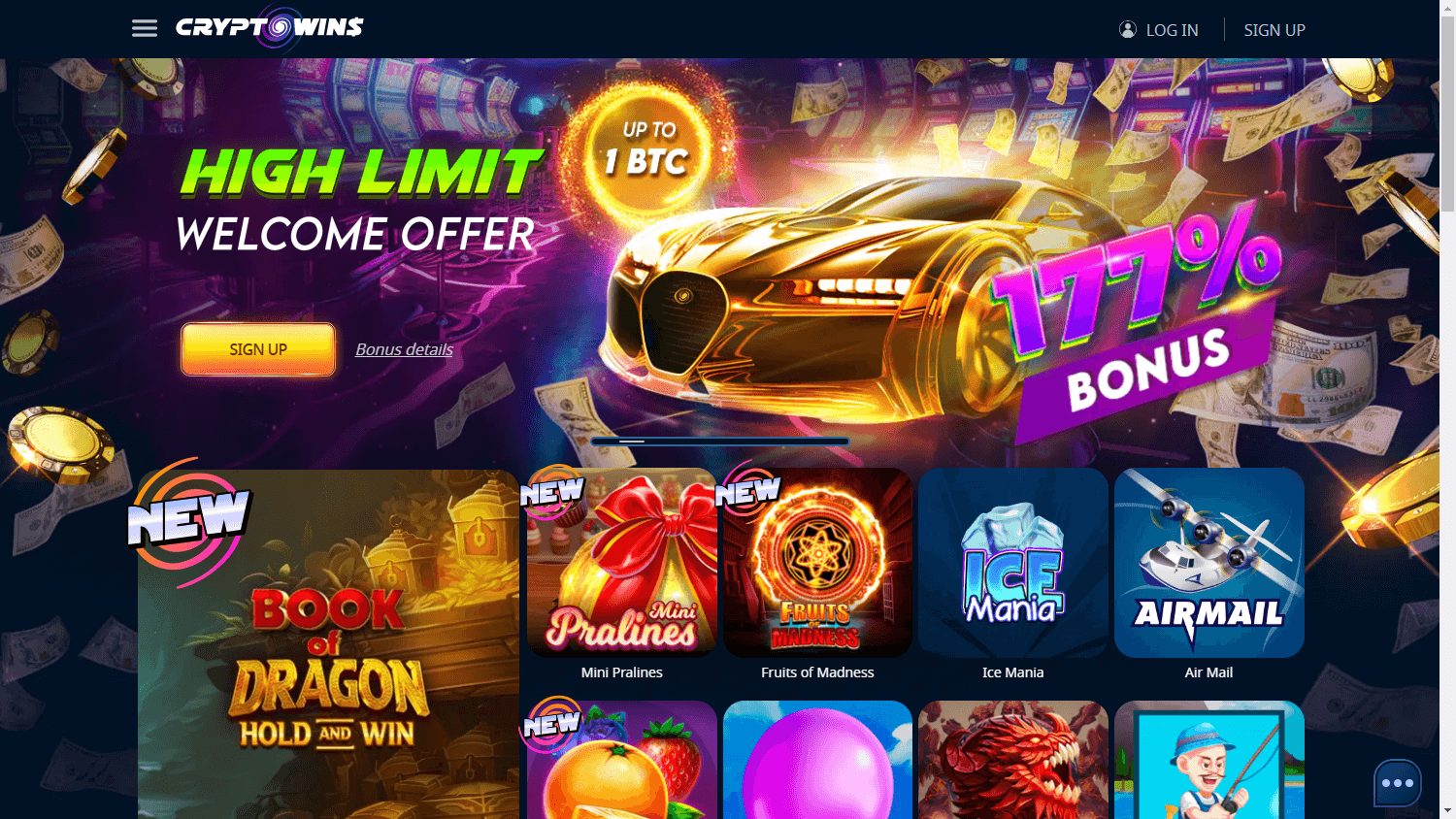 CryptoWins Casino Desktop screenshot