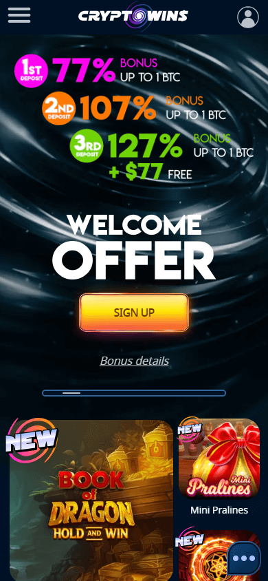 CryptoWins Casino Mobile screenshot